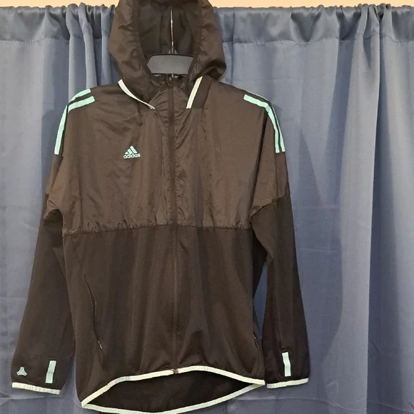Adidas Black Jacket with Teal Highlights - Picture 1 of 3